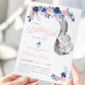 フラガールエレファント ネイビーブルッシュ ベビーシャワー 招待状