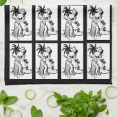 フラガールズダンサーハワイアンパームツリートロピカルキック キッチンタオル (折り畳み)