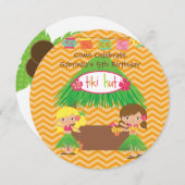 フラガールズティキハットラウンドルアウ(ハワイ式宴会)誕生日招待状 招待状 (正面/裏面)