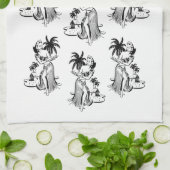 フラガールズハワイトロピカルダンサーズルアウ（ハワイ式宴会）パームツリー  キッチンタオル (折り畳み)