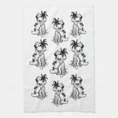 フラガールズハワイトロピカルダンサーズルアウ（ハワイ式宴会）パームツリー  キッチンタオル (縦)