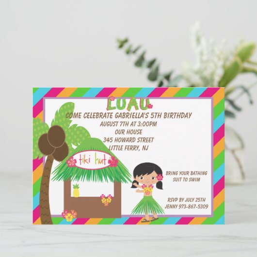 フラガールティキハットブライト誕生日招待状 招待状 (スタンド正面)