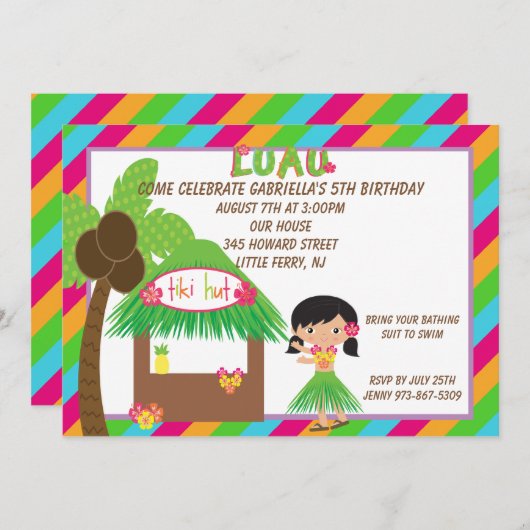 フラガールティキハットブライト誕生日招待状 招待状 (正面/裏面)