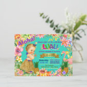 フラガールフラミンゴハワイアンルアウ(ハワイ式宴会)誕生日パーティー 招待状 (スタンド正面)