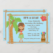 フラガールルアウ(ハワイ式宴会)誕生日招待状 招待状 (正面/裏面)