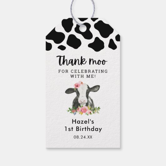 フラガール牛誕生日ありがとうムーギフトタグ ギフトタグ (裏面)