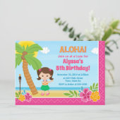 フラガール誕生日招待状ルアウ（ハワイ式宴会）招待状 招待状 (スタンド正面)