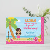 フラガール誕生日招待状ルアウ(ハワイ式宴会)招待状 招待状 (スタンド正面)