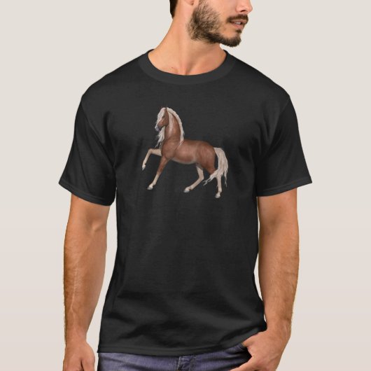 フラキシヘア 栗毛 馬 馬術 Tシャツ (正面)
