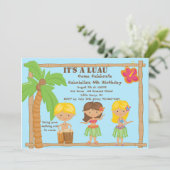 フラキッズルアウ(ハワイ式宴会)誕生日招待状 招待状 (スタンド正面)