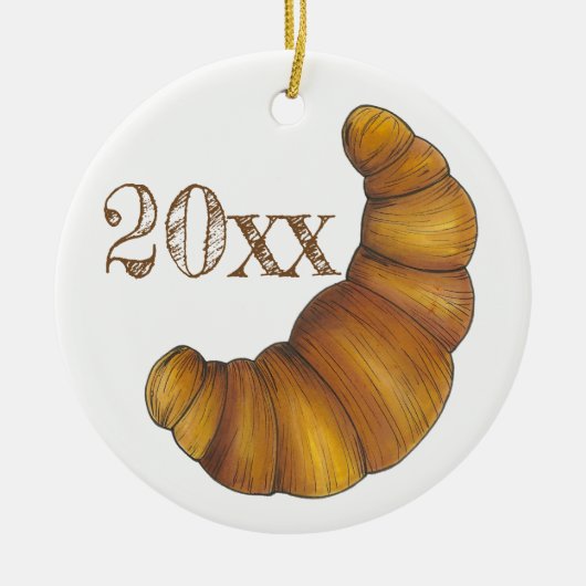 フラキーブッテリークロワッサンフランスのペストリーグルメ セラミックオーナメント (正面)