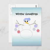 フラキー雪だるまとスノーフレークオーナメント ポストカード (正面/裏面)