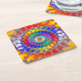 フラクサイケデリックタル スクエアペーパーコースター (アングル)