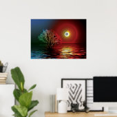 フラクタリアスの木、空と川 ポスター (ホームオフィス)