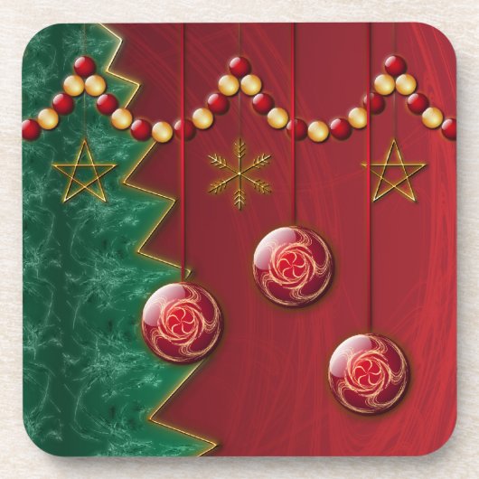 フラクタルお祝いクリスマスコルクコースター コースター (正面)