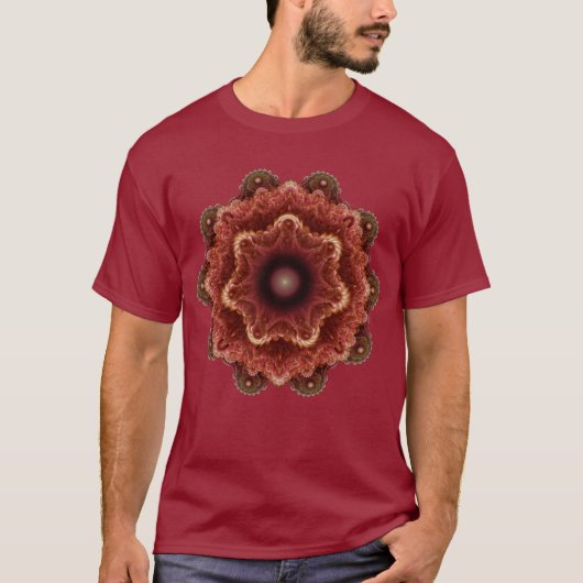 フラクタルなファンシーな赤い装飾 Tシャツ (正面)