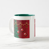 フラクタルのお祝いのクリスマスのマグ ツートーンマグカップ (正面左)