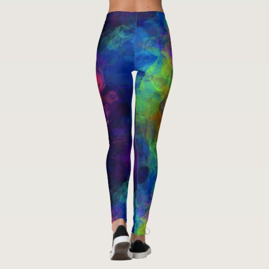 フラクタルのサイケデリックでトリップ（幻覚体験）のようななフェスティバルのレギンスEDM レギンス (裏面)