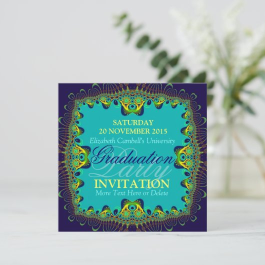 フラクタルのスパイスのエキゾチックな卒業のパーティの招待状 招待状 (スタンド正面)