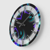 フラクタルの孔雀の羽 ラージ壁時計 (傾斜)