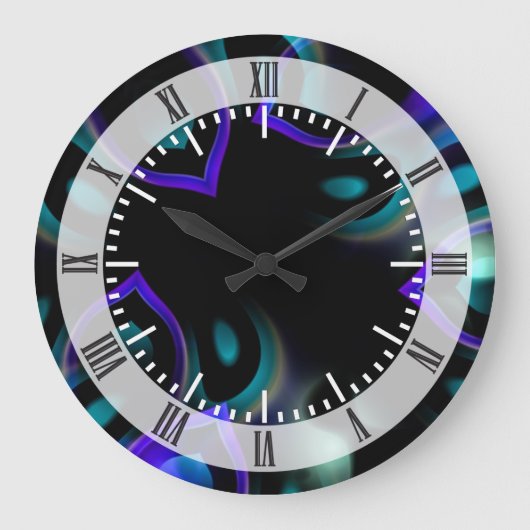 フラクタルの孔雀の羽 ラージ壁時計 (正面)