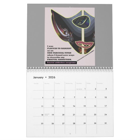 フラクタルの常習のアナグラム2008のカレンダー カレンダー (1月 2026)