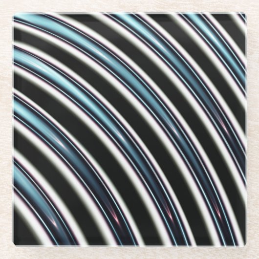 フラクタルの曲げられたライン近く ガラスコースター (正面)