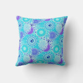 フラクタルの渦巻パターン、ターコイズ、青い水 クッション (裏面)