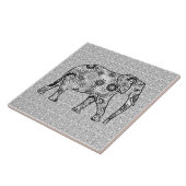 フラクタルの渦巻象-白黒灰色 タイル (側面)