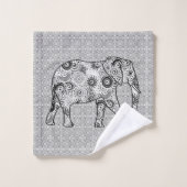 フラクタルの渦巻象、白黒灰色 バスタオルセット (ウォッシュタオル)