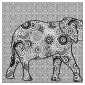 フラクタルの渦巻象-白黒灰色 ファブリック (クローズアップ)