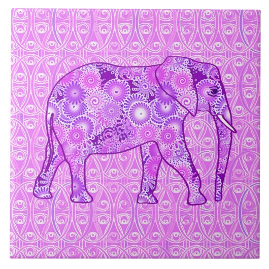 フラクタルの渦巻象-紫色および蘭 タイル (正面)