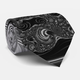 フラクタルの白黒の金属のオウムガイの渦巻 ネクタイ