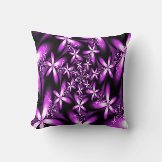 フラクタルの紫色ピンクの花 クッション (正面)