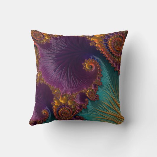 フラクタルの芸術の紫色かブラウンの装飾用クッション クッション (裏面)