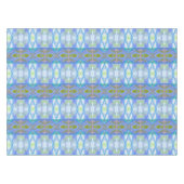 フラクタルの青い民族パターン テーブルクロス (正面(横))