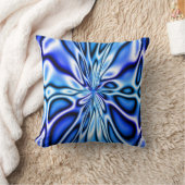 フラクタルの青い花の開花のMojoの枕 クッション (ブランケット)