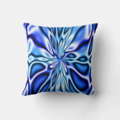 フラクタルの青い花の開花のMojoの枕 クッション (裏面)