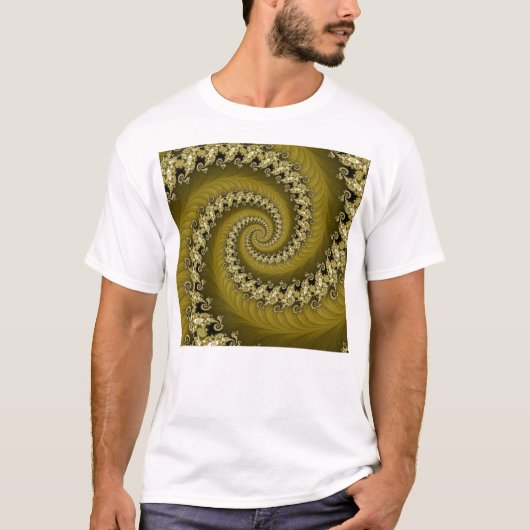 フラクタルの黄色い二重螺線形のワイシャツ Tシャツ (正面)