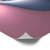 フラクタルを描いたシルバーとピンクの波 ポスター (角)