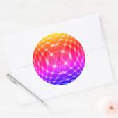 フラクタルを描いたネオン赤い球体 ラウンドシール (封筒)