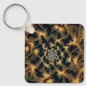 フラクタルを描いた茶色の葉 キーホルダー (正面)
