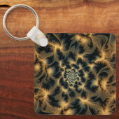 フラクタルを描いた茶色の葉 キーホルダー (正面)