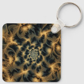 フラクタルを描いた茶色の葉 キーホルダー (裏面)