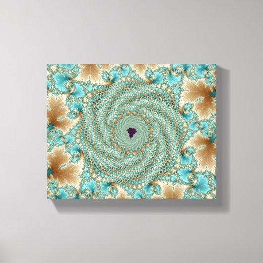 フラクタルを描いた葉色の輪状 キャンバスプリント (正面)