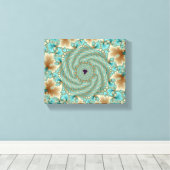 フラクタルを描いた葉色の輪状 キャンバスプリント (インサイチュ (ウッドフロア))