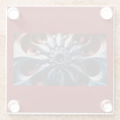 フラクタルを描いた赤と銀のジュリアボット ガラスコースター (裏面)