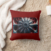 フラクタルを描いた赤と銀のジュリアボット クッション (ブランケット)