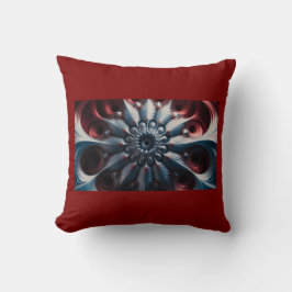 フラクタルを描いた赤と銀のジュリアボット クッション