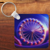 フラクタルを描いた青いタンポポ キーホルダー (正面)
